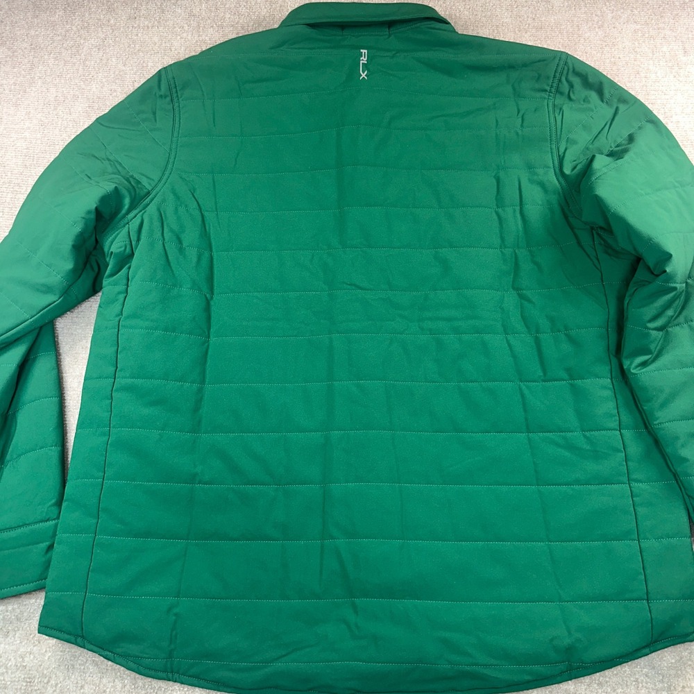 RLX Ralph Lauren Mens Quilted Shirt Jacket Green Snap Zip Front Golf Large NWT - Picture 9 of 11